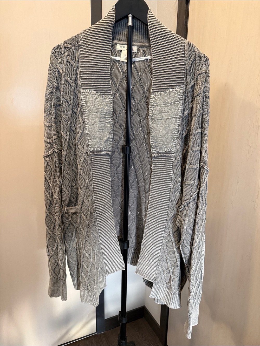 torrid Festi Gray (slight olive) Cable Knit Open Cardigan Sweater